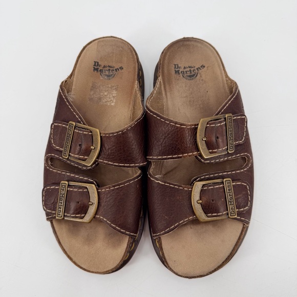Dr. Martens Y2K Vintage 00s Brown Slide Slip On Leather Sandals Womens 9 Mens 8 - Picture 10 of 10
